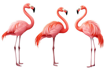 Obraz premium Flamingos on a transparent background.