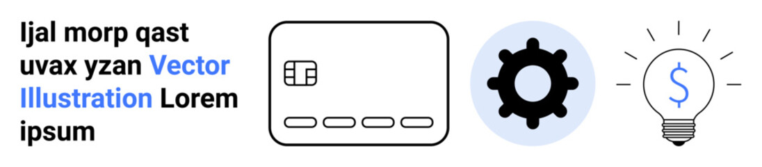 Text block with rectangle, gear, and lightbulb icon. Ideal for finance, technology, ideas, innovation, payments creativity start-ups strategy. Landing page