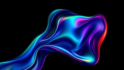 Abstract minimalist design, iridescent glass shape, 3d render