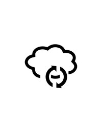 Cloud update illustration black lines on white background