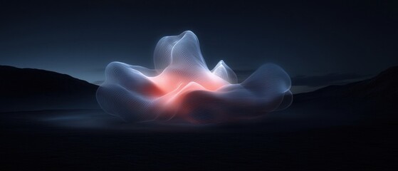 A large, glowing, red and blue blob in the sky