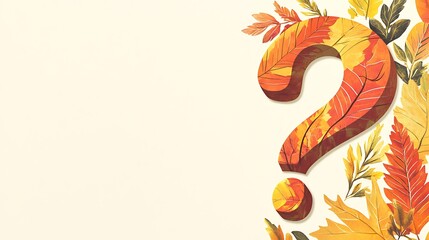 Fall question mark with leaves, on white background.