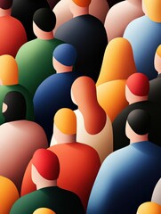Obraz premium Vibrant Crowd Illustration With Diverse People Celebrating Unity And Gender Equality March 8 Concept