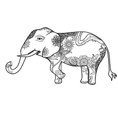 Doodle elephant mandala decoration illustration Icon that can be used for sticker, book, mandala, scrapbook, icon, decorative, etc. with aesthetic colorful black color