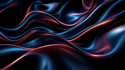 Fototapeta premium Abstract iridescent shape, dark background design, 3d render