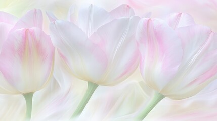 Fototapeta premium Delicate Pink and White Tulips Soft Focus Bloom