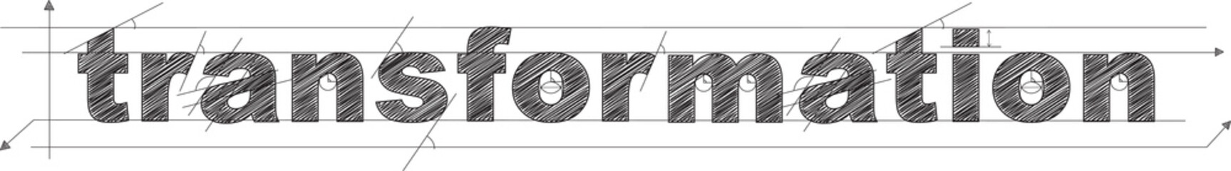TRANSFORMATION black draft typography banner on transparent background