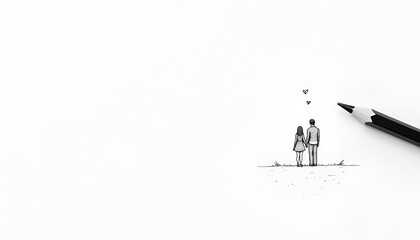 Couple Holding Hands, Minimalist Pencil Sketch - Minimalism