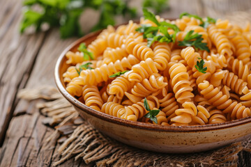 Creamy Italian Pasta Close-Up with Fresh Herbs and Rich Sauce, Perfectly Plated Gourmet Dish, Appetizing Culinary Delight, Food Photography