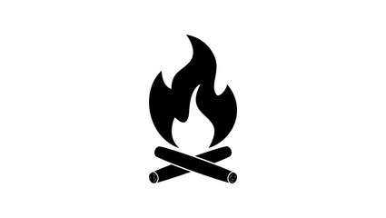 campfire Sign, black isolated silhouette