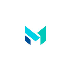 Initial letter M logo geometric. Letter M Marketing and investment. Usable for Business and Marketing Logos. Flat Vector Logo Design. grean and blue