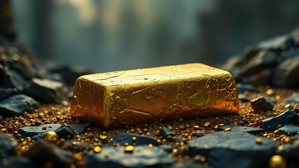 gold bar, gold ingot