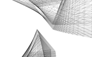 Abstract buildings architectural 3d drawing 