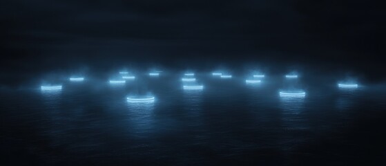 Obraz premium A dark blue ocean with a bright blue light shining on it