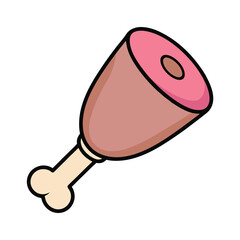 Minimalist Ham Leg Vector Illustration.
