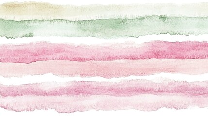 Soft Blush and Green Watercolor Striped Background Design