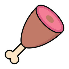 Minimalist Ham Leg Vector Illustration.