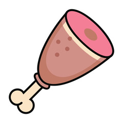 Minimalist Ham Leg Vector Illustration.