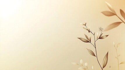 Naklejka premium Delicate Brown Floral Branch Against Beige Background