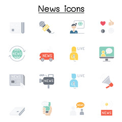 News icons set in thin line style