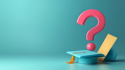 Graduation cap, question mark, future uncertainty.