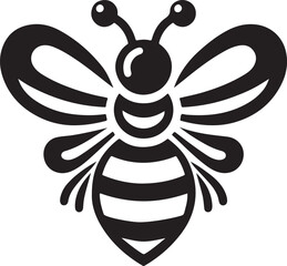 Minimalist Black and White Bee Logo. Elegant Honeybee Silhouette Icon