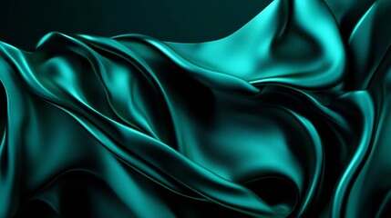 Fototapeta premium Teal Silk Drapery: Abstract Texture and Flowing Fabric