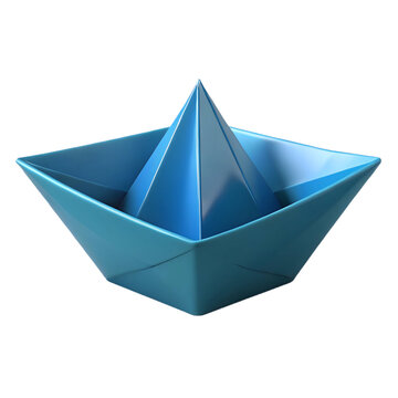 recommend clip art: Blue Paper Boat Origami 3D Render Illustration