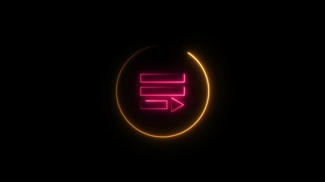 Glowing neon playlist icon animation. 