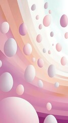 Pastel rainbow arcing over fluffy clouds shaped like Easter eggs in a dreamlike landscape