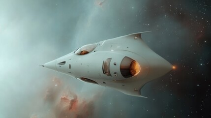 A cutting-edge spacecraft glides through the cosmos, showcasing innovative design and technology for an exhilarating space tourism experience beyond earthly bounds