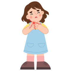 Illustration of a girl having a sore throat
