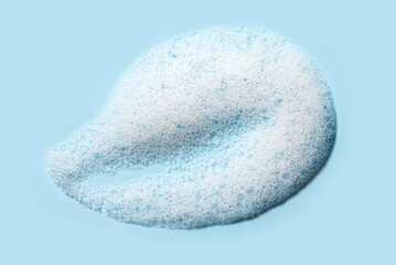 White foam sample on blue