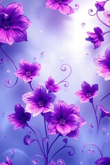 Obraz premium Seamless Abstract Purple and Blue Magical Flowers Pattern Background