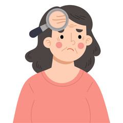 Illustration of a woman with wrinkled skin mass