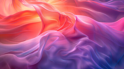 Obraz premium Flowing abstract fabric-like waves in pink, orange, and purple tones.