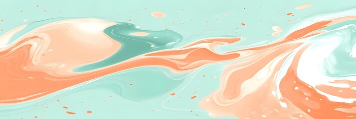 Abstract Swirls: Peach & Mint Liquid Art