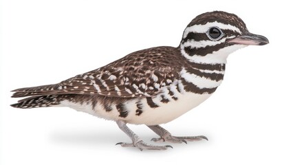 Fototapeta premium Colorful striped bird walking on ground nature reserve animal photography natural habitat close-up view wildlife