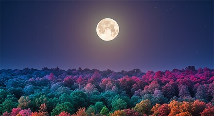 Fototapeta premium full moon over the forest
