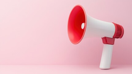 Red and White Megaphone on Pink Background for Communication and Announcement Concepts