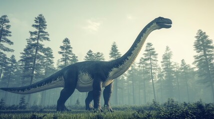 Dinosaur encounter in ancient forest nature scene realistic environment majestic viewpoint