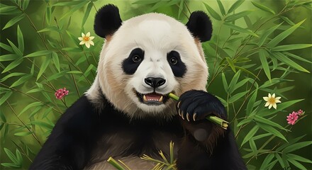 giant panda eating bamboo