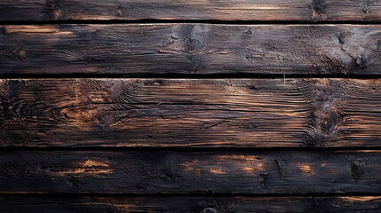 Dark rustic wooden planks with textured surface in warm brown hues