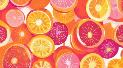 A Vibrant Celebration of Citrus Fruits: A Colorful Citrus Slice Pattern
