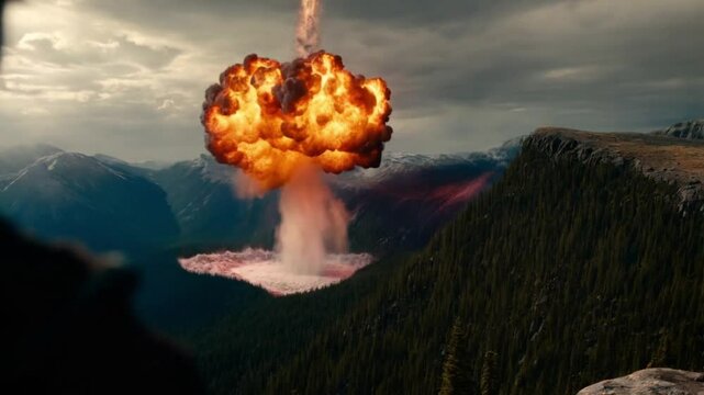 Witnessing the Unthinkable: A Fiery Celestial Event Over Majestic Mountains