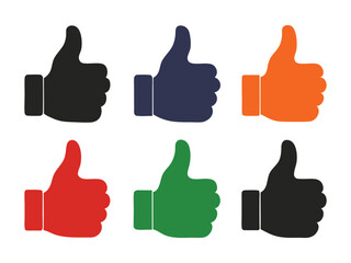 set thumbs up silhouette on white background