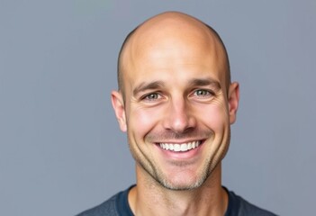 Fototapeta premium Portrait of a bald man with a warm smile