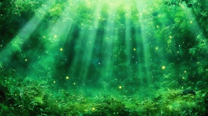 Enchanting Firefly Forest Magical Green Dreamscape