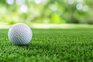 Naklejka premium Golf Ball on Lush Green Fairway 