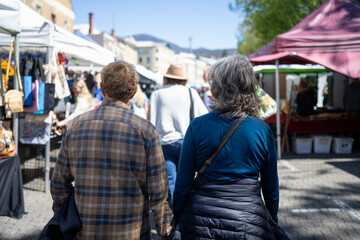 farmers market in a city hobart Market with tourists in australia